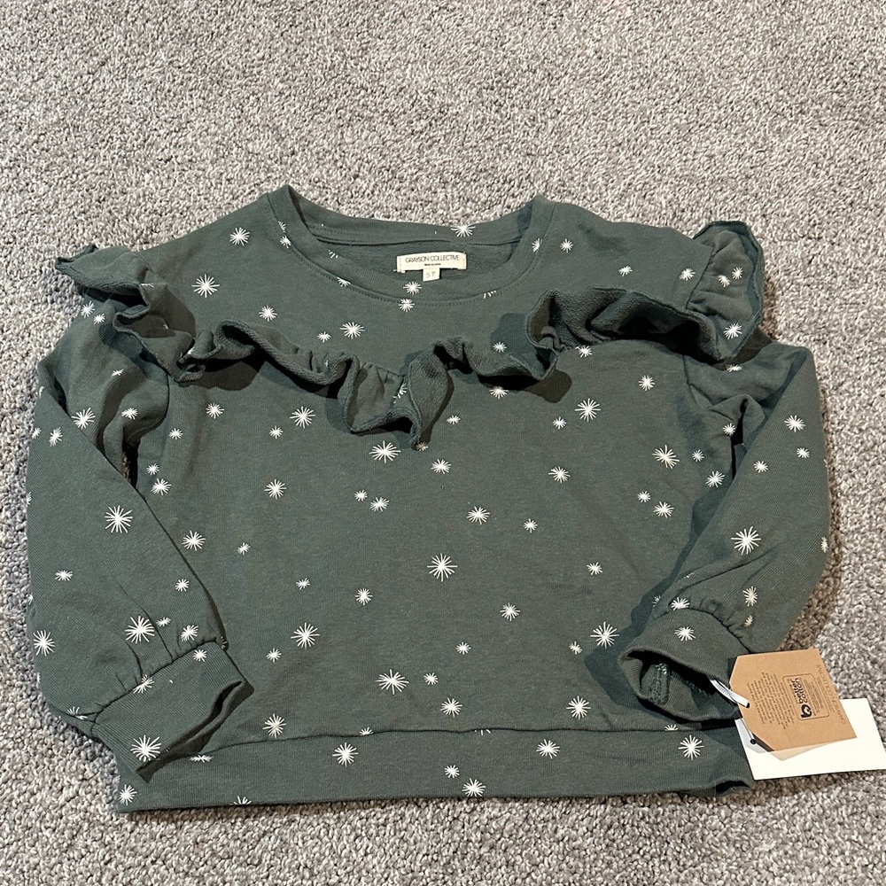 Grayson Collective‎ Green Ruffle Sweatshirt NWT size 5T